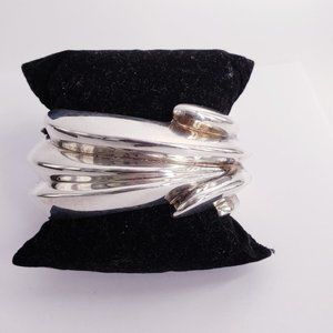 MIKOL-JON BAYANIHAN Sterling Silver Art Deco Modernist Style Reversible Bangle